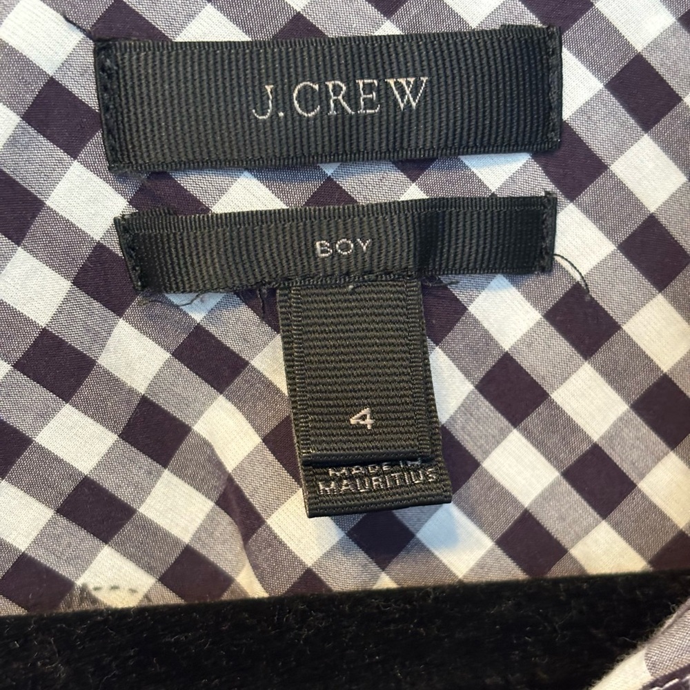 J. Crew Women's Classic Fit Boy Plaid Shirt Purple White Check Gingham Size 4 - Picture 3 of 5